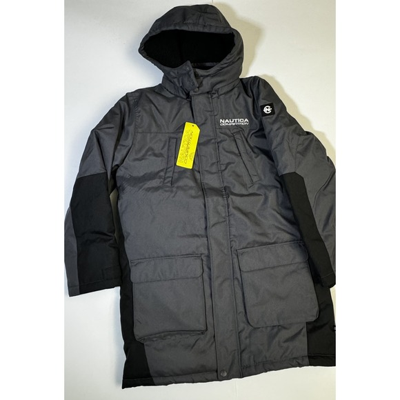 Nautica Competition Jacket Boys XL 18-20 Water Resistant Heavy Duty Layered Grey